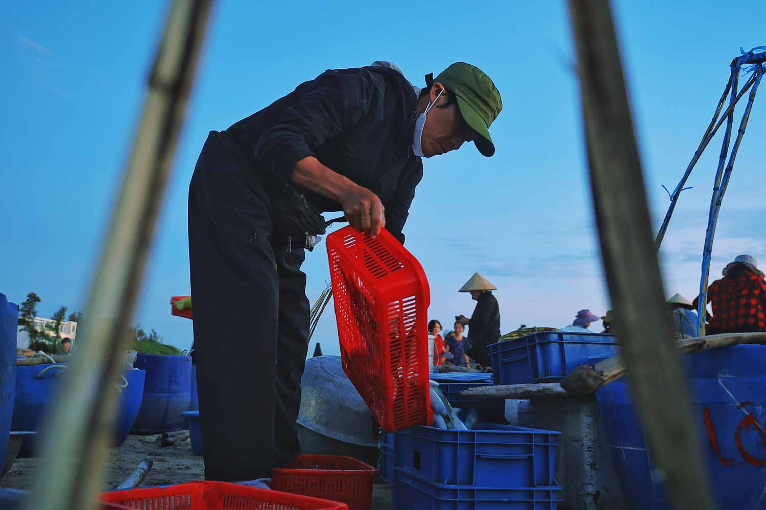 Chợ cá Tam Tiến chỉ hoạt động vào mùa hè. Đây là mùa hoạt động biển chính, bà con ra khơi nhiều, hải sản cũng phong phú hơn.