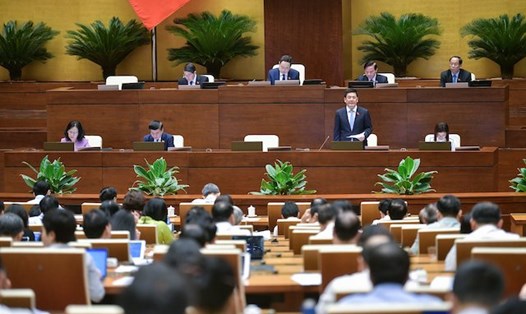 Bộ trưởng Bộ Công Thương Nguyễn Hồng Diên trả lời chất vấn. Ảnh Quốc hội