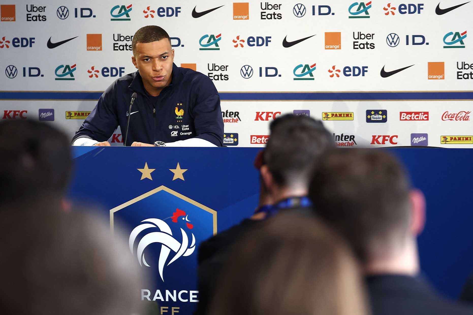 Kylian Mbappe đang tập trung cùng đội tuyển Pháp trước trận giao hữu với Luxembourg tại Metz. Ảnh: AFP