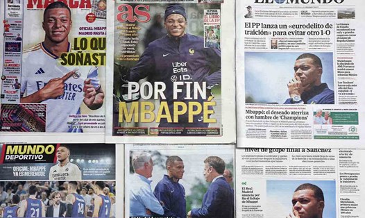 Phi vụ Kyalian Mbappe chuyển đến Real Madrid đã bao phủ toàn bộ truyền thông Tây Ban Nha trong hai ngày qua. Ảnh: AFP