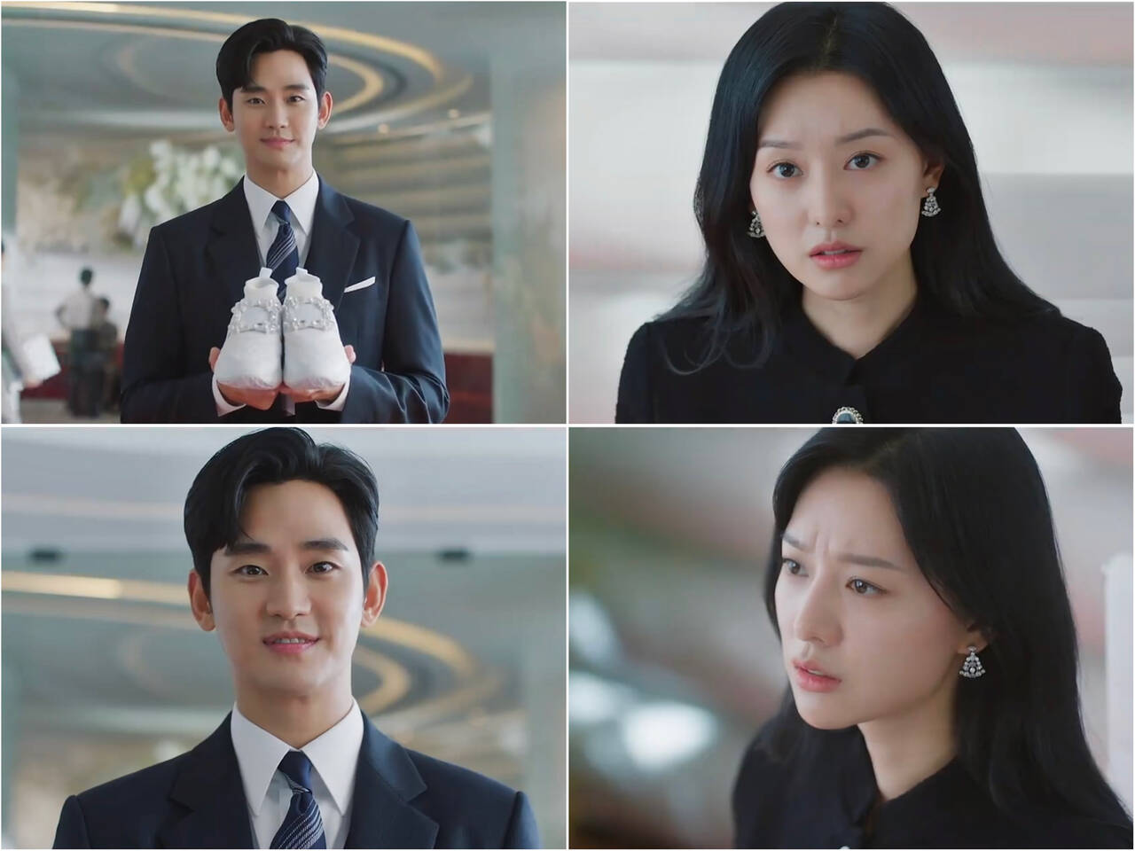 Kim Soo Hyun thực hiện “nụ cười tán tỉnh” của Suzy trong “Nữ hoàng nước mắt“. Ảnh: Nhà sản xuất