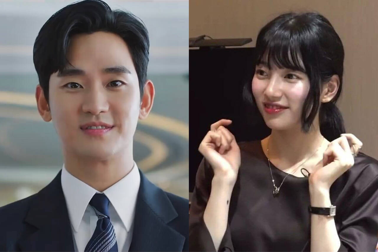 Suzy bất ngờ khi Kim Soo Hyun thực hiện "nụ cười tán tỉnh" của mình. Ảnh: Naver