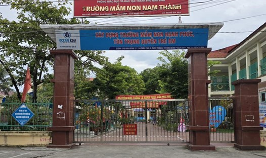 Trường mầm non Nam Thành (thành phố Ninh Bình), nơi xảy ra sự việc một cô giáo có hành động đút thức ăn cho học sinh gây phản cảm. Ảnh: Nguyễn Trường