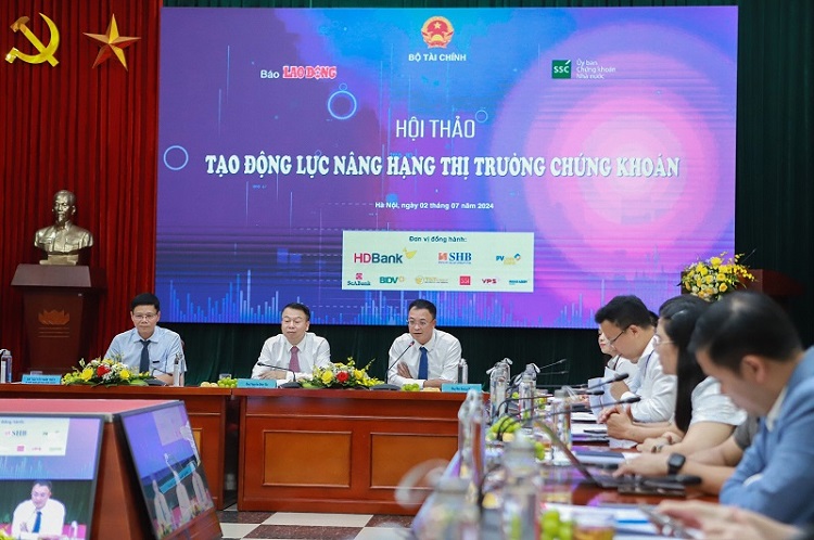 Toàn cảnh Hội thảo Tạo động lực nâng hạng thị trường chứng khoán Việt Nam.