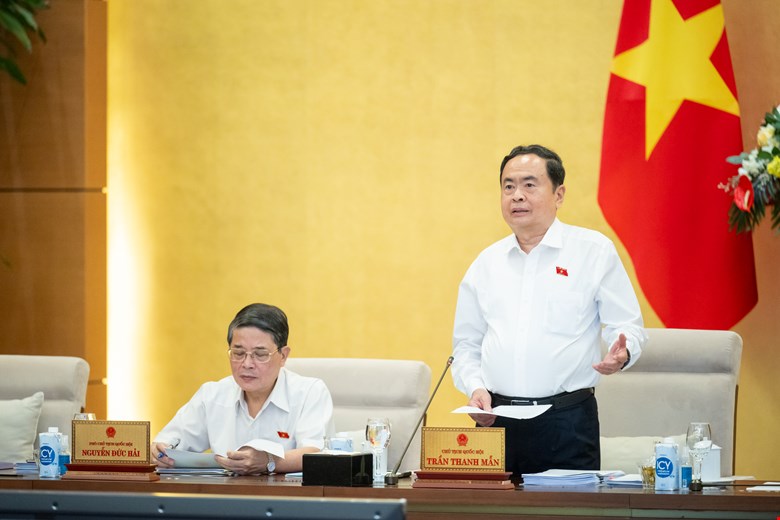 Chủ tịch Quốc hội Trần Thanh Mẫn phát biểu tại phiên họp thứ 35 của Ủy ban Thường vụ Quốc hội. Ảnh: Quochoi.vn