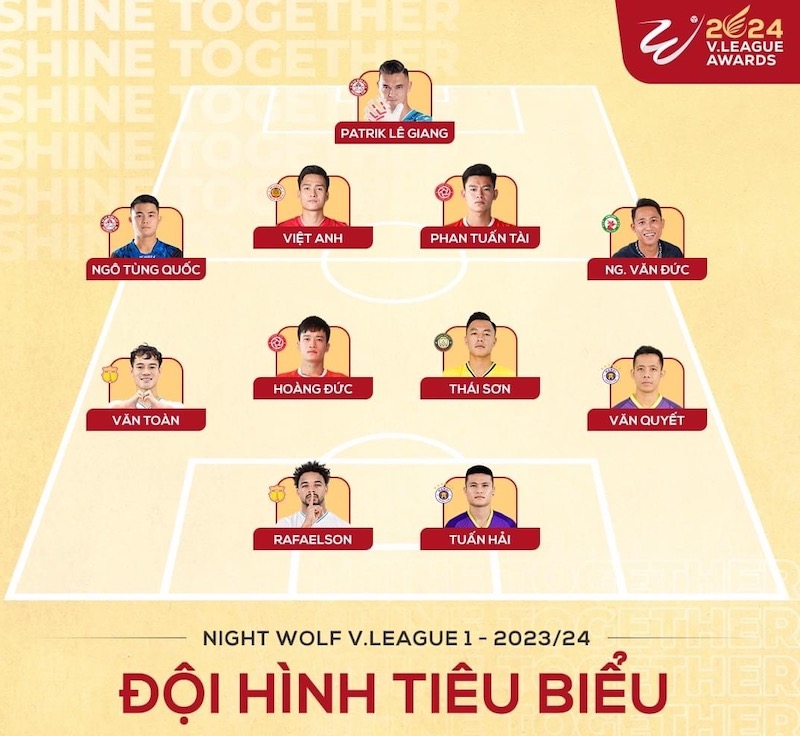 Đội hình tiêu biểu V.League 2023-2024. Ảnh: VPF