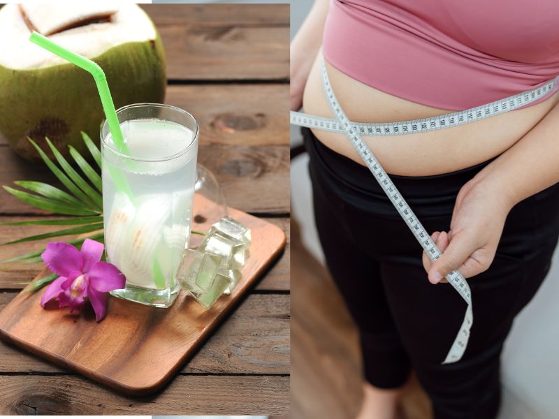 Chúng ta có thể bổ sung nước dừa để giảm mỡ nội tạng hiệu quả hơn. Đồ họa: Hạ Mây