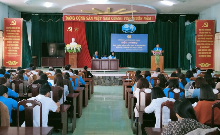 LĐLĐ huyện Di Linh tổ chức hội nghị sơ kết hoạt động Công đoàn 6 tháng đầu năm 2024. Ảnh: ĐỨC THIỆM