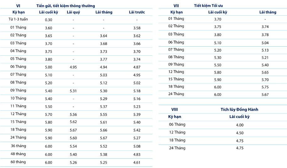 Biểu lãi suất tiền gửi BVBank mới cập nhật. Ảnh chụp màn hình.