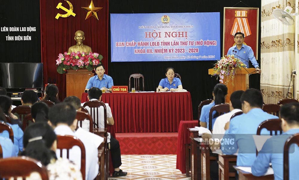 LĐLĐ tỉnh Điện Biên tổ chức Hội nghị Ban chấp hành lần thứ 4, khóa XII, nhiệm kỳ 2023-2028. Ảnh: Quang Đạt