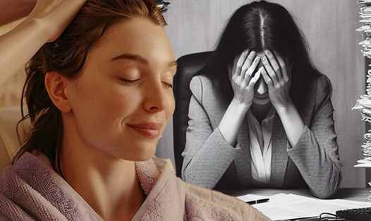 Lợi ích của việc massage da đầu đối với chứng lo âu và căng thẳng. Đồ hoạ: Thiện Nhân