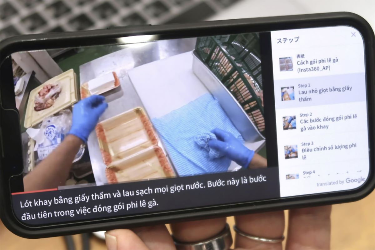 Phần hiển thị phụ đề tiếng Việt trên video hướng dẫn từ phần mềm Teachme AI do công ty Studist Corporation sản xuất. Ảnh: Bangkok Post

