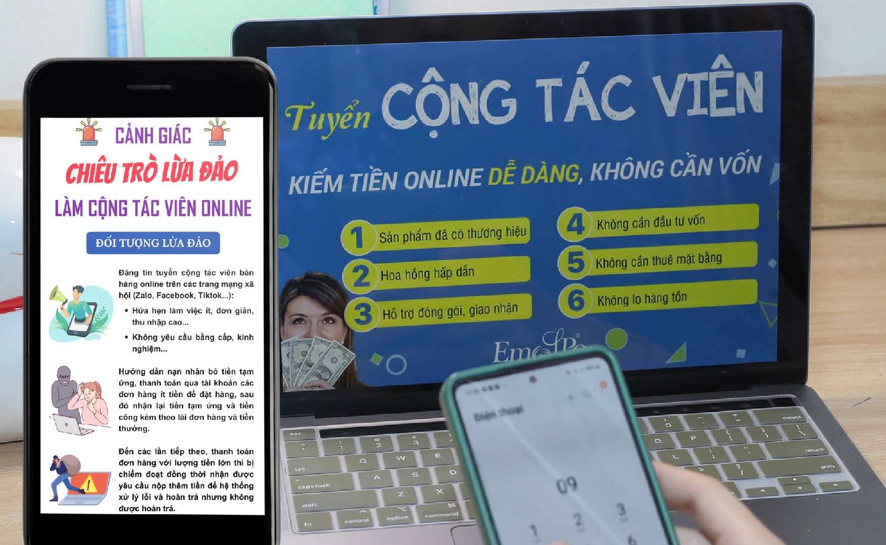 Một người dân bị lừa đảo khi làm cộng tác viên online cho thẩm mỹ viện. Ảnh: Cục An toàn thông tin