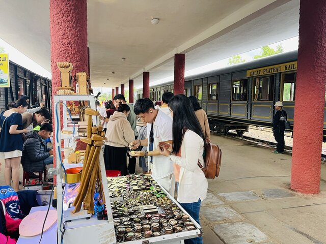 Tourists visit Da Lat Railway Station. Photo: Mai Huong