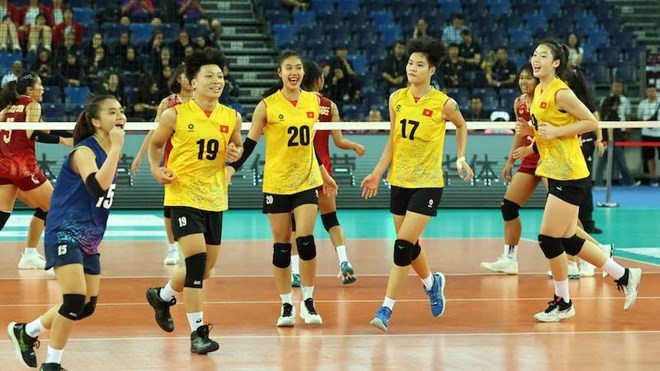 Các cầu thủ bóng chuyền nữ U20 Việt Nam tại giải U20 châu Á 2024. Ảnh: AVC