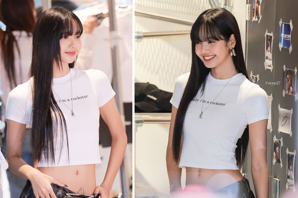 Lisa (Blackpink) có mặt tại sự kiện quảng bá "Rockstar" ở Hàn Quốc. Ảnh: Twitter