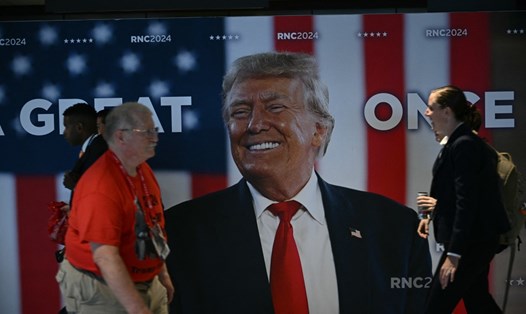 Chân dung ông Donald Trump tại Đại hội toàn quốc Đảng Cộng hòa ngày 15.7.2024. Ảnh: AFP