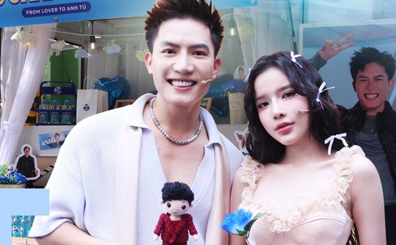 "Cô hàng xóm" tới ủng hộ Anh Tú quay gameshow. Ảnh: Nhà sản xuất.