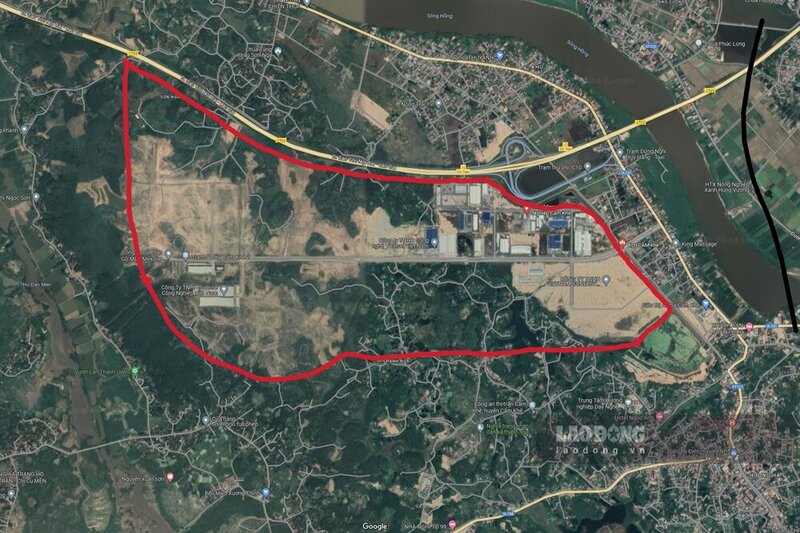 Cam Khe Industrial Park planning area. Photo: Google Earth.