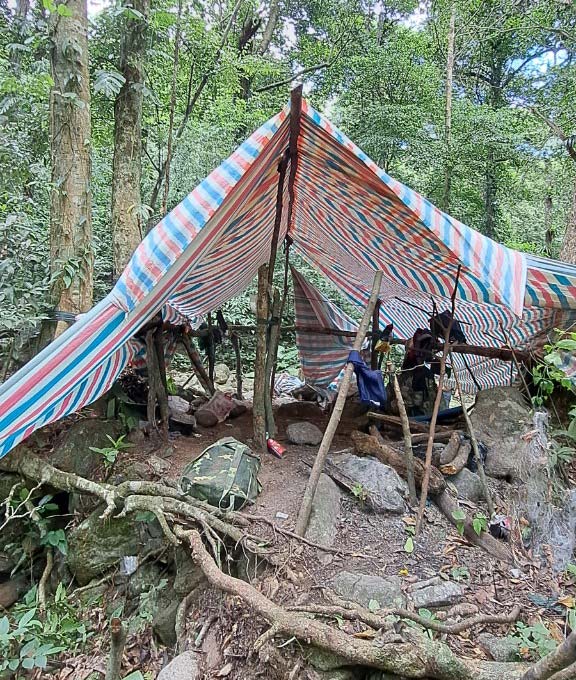 Temporary shack of the force hunting camera traps. Photo: Le Van Vy