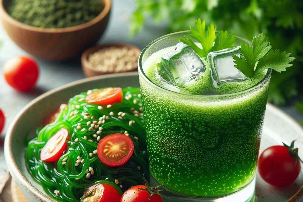 Kết hợp giữa rau mùi và tảo lục sẽ trở nên lý tưởng cho mục đích giải độc cơ thể. Ảnh: AI - Ngọc Thùy