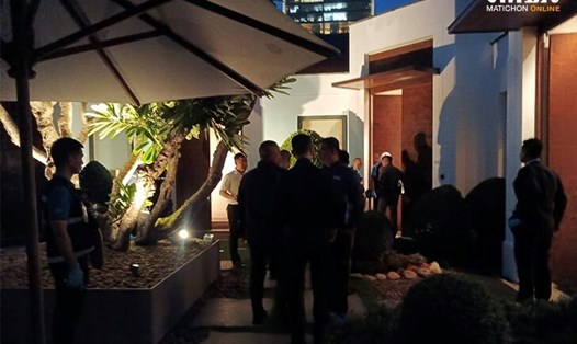 Lực lượng chức năng có mặt tại hiện trường ở Bangkok, Thái Lan. Ảnh: Matichon Online