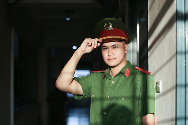 Vuong Anh has good academic performance and good looks. Photo: People's Police Academy