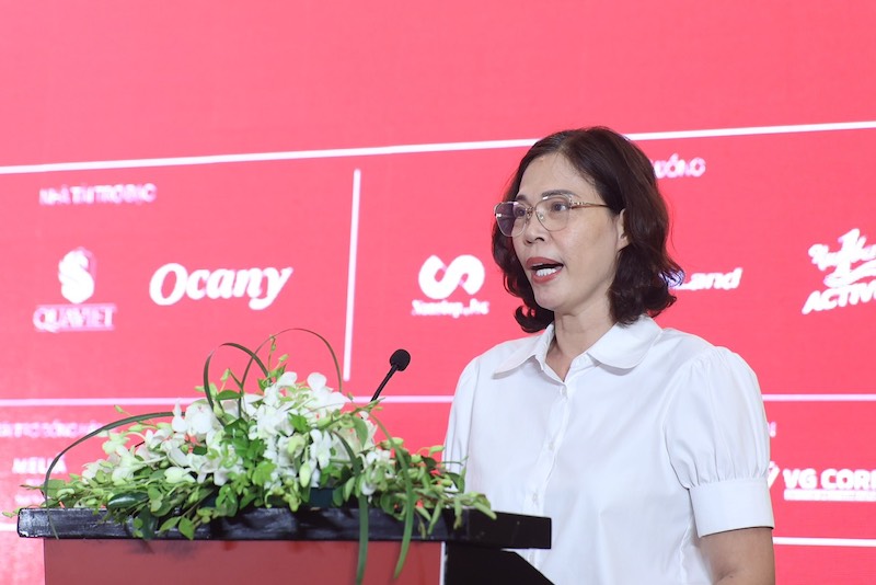 Ms. Pham Thi To Trang - Deputy Director of Hai Phong City Department of Culture and Sports spoke at the press conference. Photo: Huy Hoang