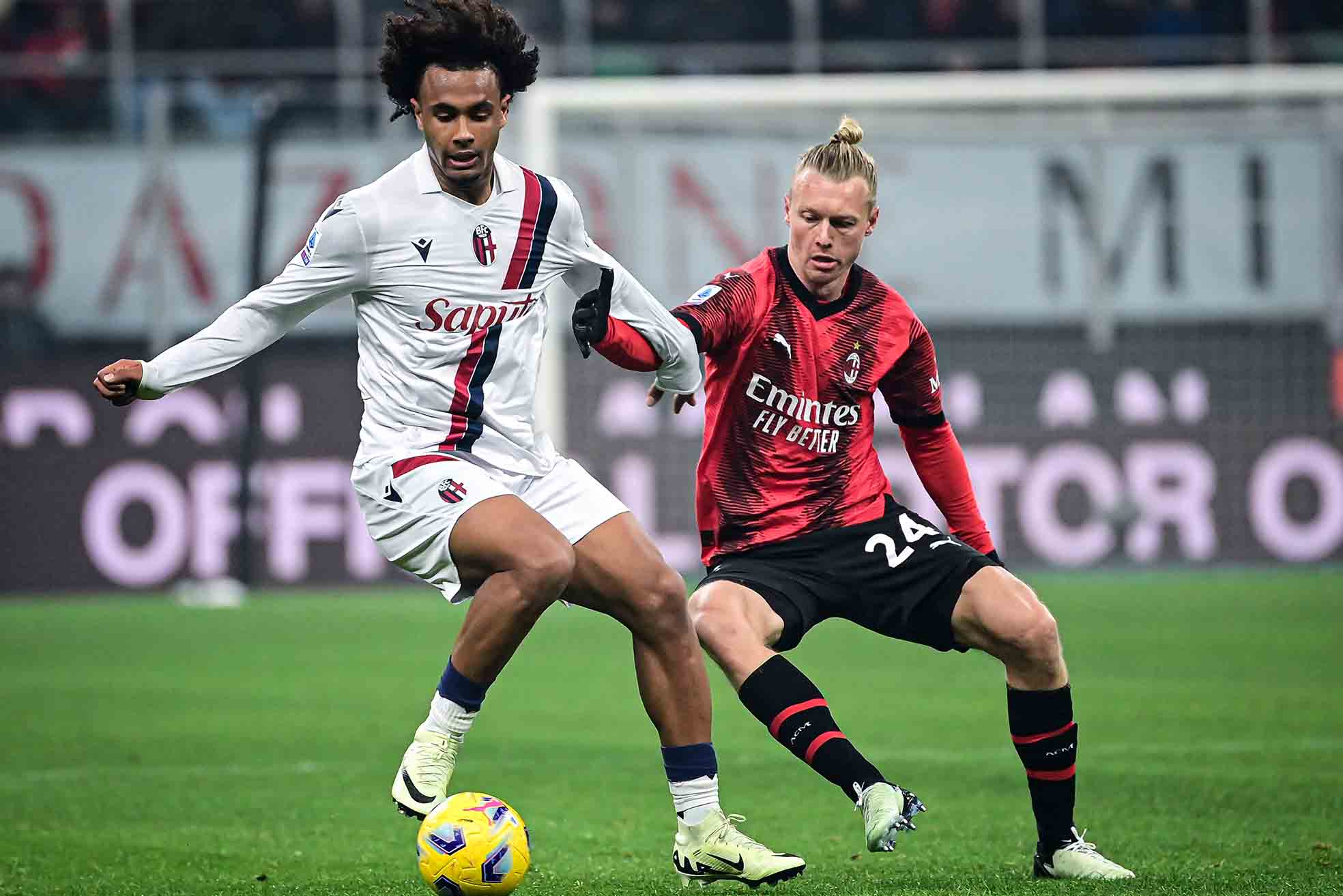 Joshua Zirkzee in the Bologna shirt last season. Photo: AFP