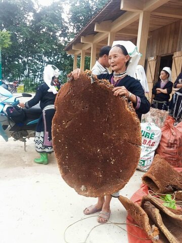 Sáp ong được người dân giới thiệu với du khách như một sản vật đặc trưng của địa phương. Ảnh: Nguyên Bình