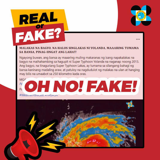 Rumored that super typhoon Lakas was as strong as super typhoon Hai Yen hitting the Philippines, PAGASA issued an official warning denying this super storm. Photo: PAGASA