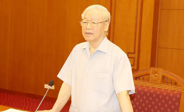 General Secretary Nguyen Phu Trong spoke at the standing meeting of the Central Steering Committee on preventing and combating corruption and negativity on November 18, 2022. Photo: TTXVN