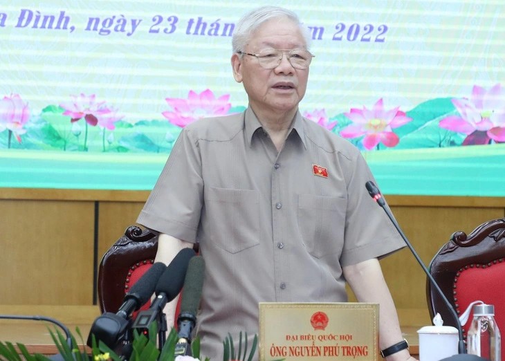 General Secretary Nguyen Phu Trong spoke at the Voter Contact Conference on June 23, 2022, in Hanoi. Photo: TTXVN