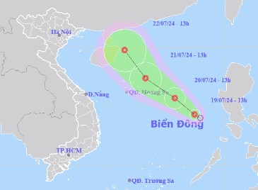 Áp thấp nhiệt đới trên Biển Đông gây mưa dông mạnh