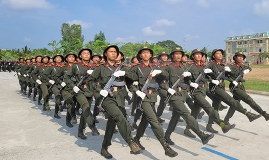 Chiến sĩ nghĩa vụ công an trong một khóa huấn luyện. Ảnh: An Long