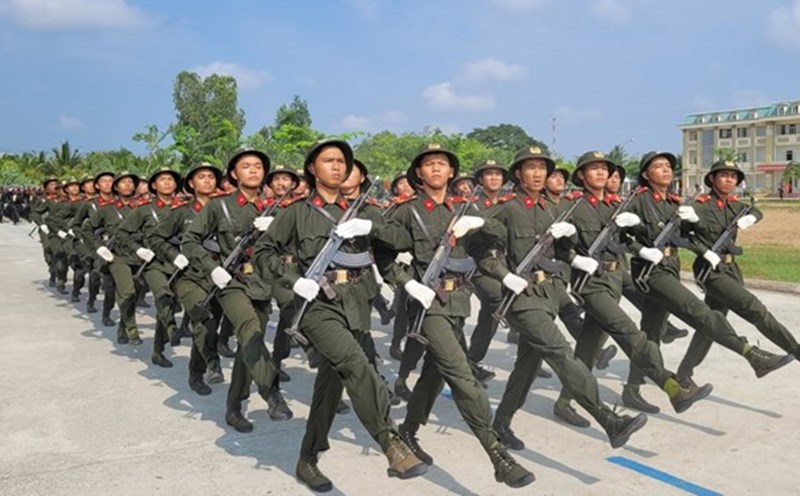 Chiến sĩ nghĩa vụ công an trong một khóa huấn luyện. Ảnh: An Long