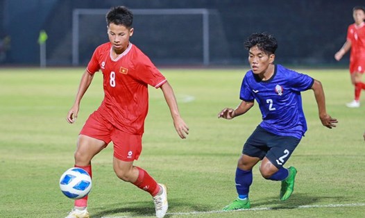 U16 Việt Nam gặp U16 Indonesia trận tranh hạng 3 giải U16 Đông Nam Á. Ảnh: VFF