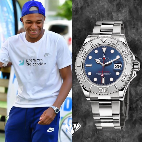 Chiếc đồng hồ Rolex Yacht-Master giá 12.990 USD của Mbappe. Ảnh: Bobswatches