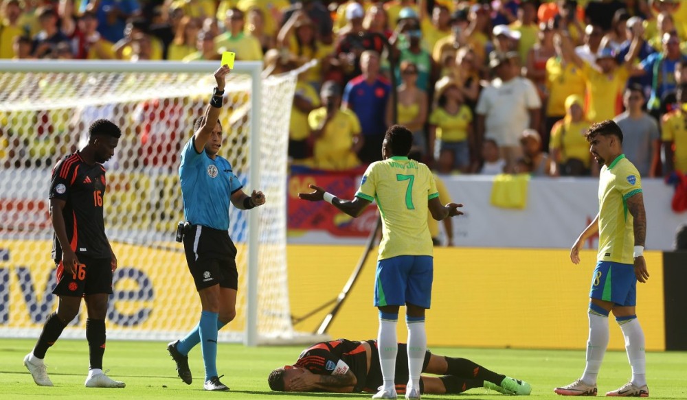 Vinicius sẽ bị treo giò khi Brazil gặp Uruguay ở tứ kết Copa America 2024. Ảnh: Copa America