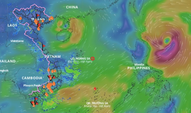 Vị trí áp thấp nhiệt đới lúc 14 giờ ngày 20.7. Ảnh: Hệ thống giám sát thiên tai Việt Nam