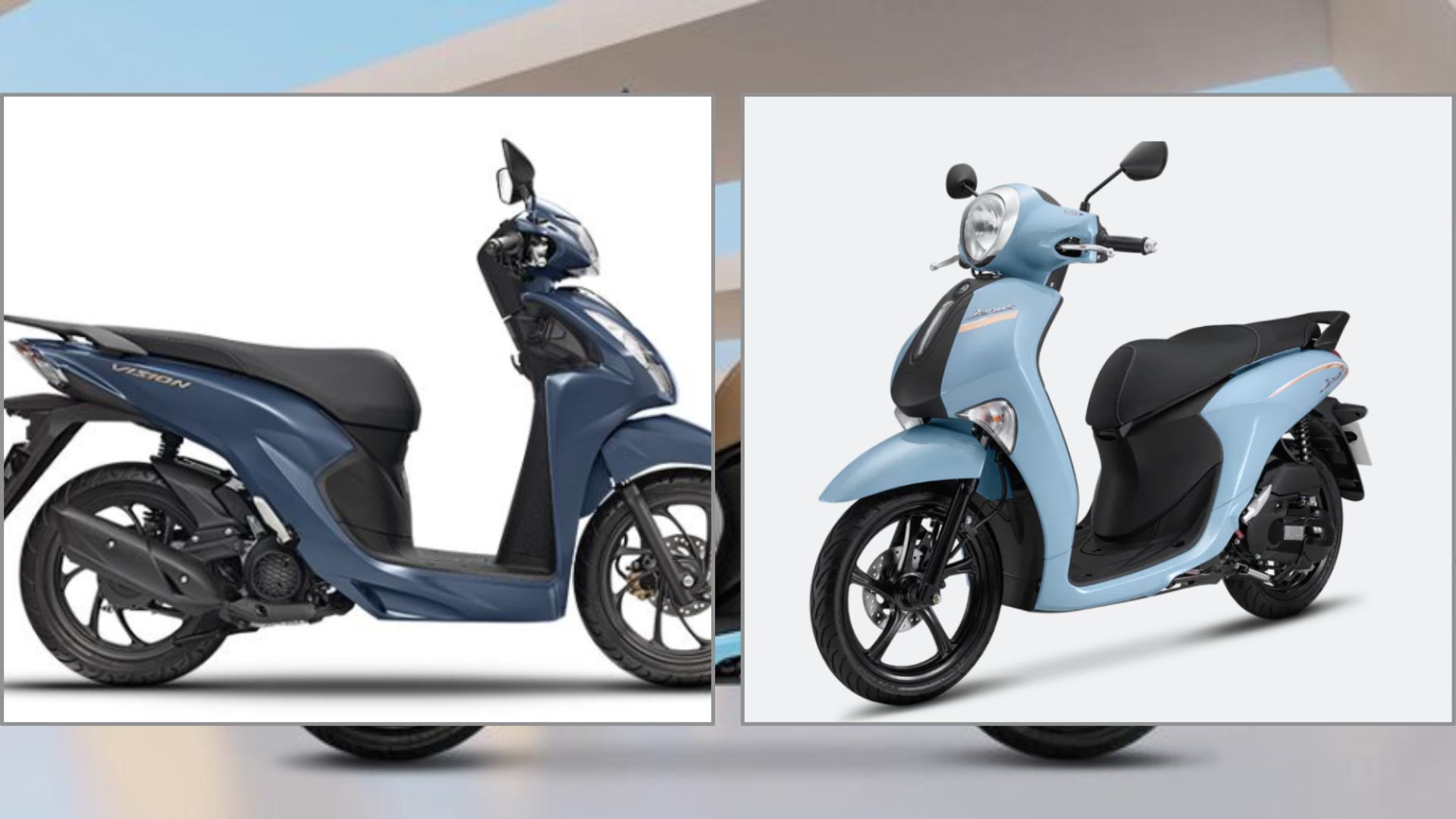 Xe tay ga Honda Vision và Yamaha Janus. Đồ họa: Ngọc Diệp