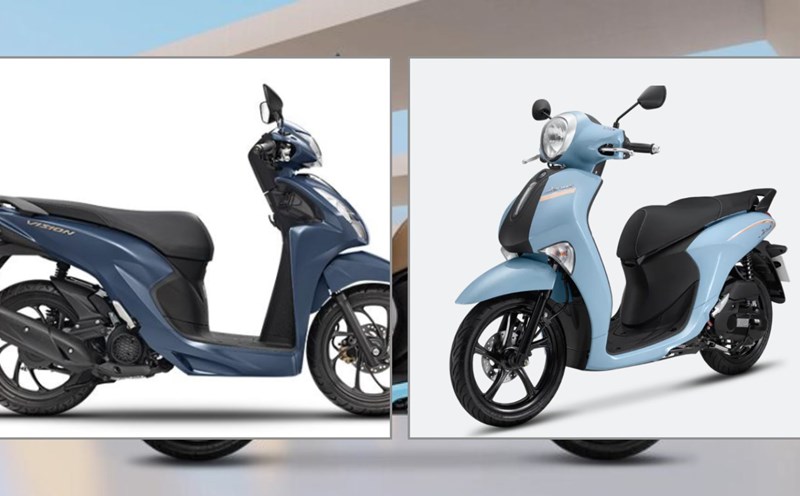 Xe tay ga Honda Vision và Yamaha Janus. Đồ họa: Ngọc Diệp
