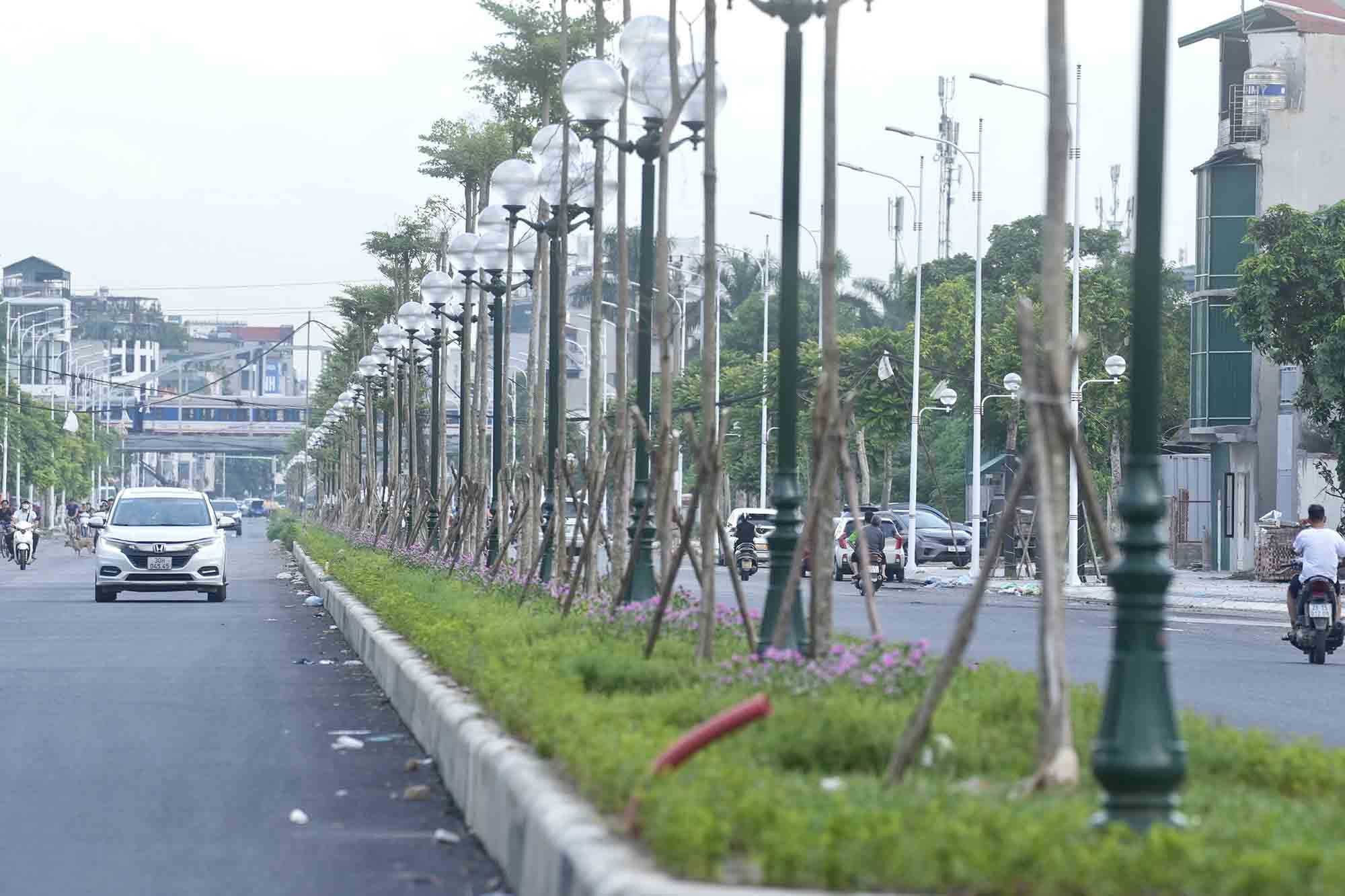 Hệ thống cây xanh, đèn chiếu sáng trên tuyến cũng đã cơ bản hoàn chỉnh. 