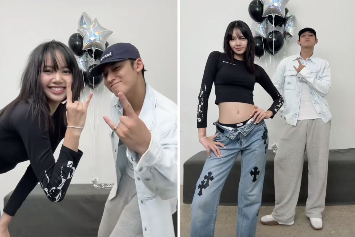 Lisa (Blackpink) và Mingyu (Seventeen) thực hiện thử thách vũ đạo "Rockstar". Ảnh: Allkpop