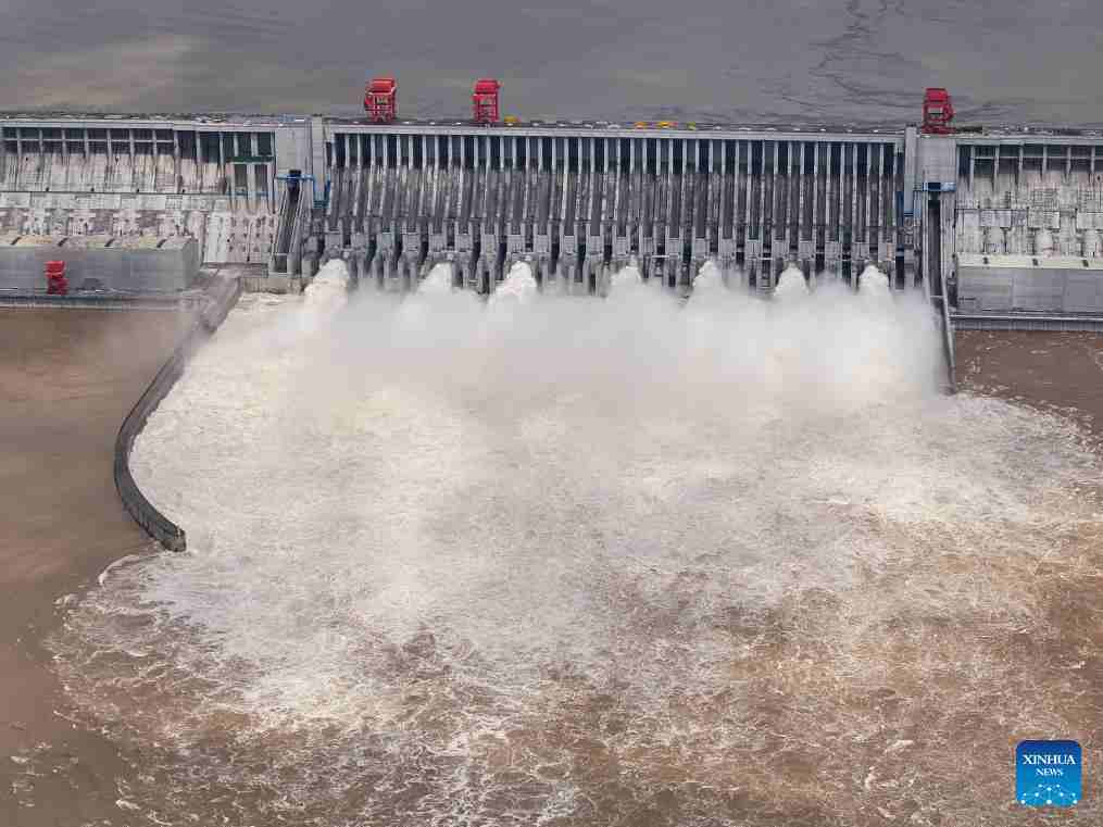 The Three Gorges Dam in Hubei province, central China, released floodwaters on July 20, 2024. Photo: Xinhua