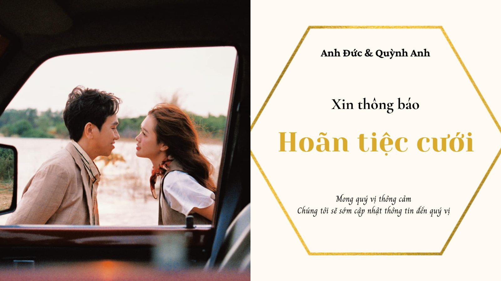 Diễn viên Anh Đức thông báo hoãn đám cưới. Ảnh: Facebook nhân vật