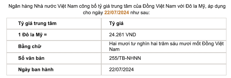 The central exchange rate is announced by the State Bank. Screenshots