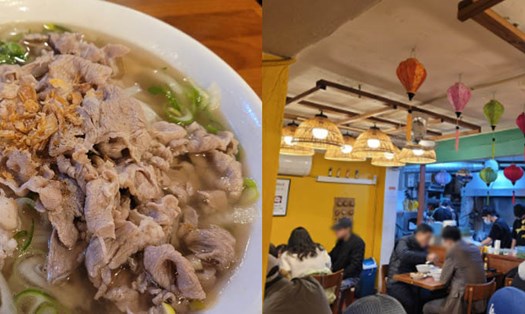Quán phở Việt Nam đông khách ở chợ Yeongcheon. Ảnh: Genie