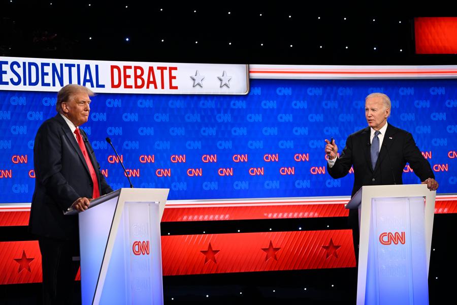 Mr. Donald Trump and Mr. Joe Biden debated on television on June 27, 2024. Photo: Xinhua