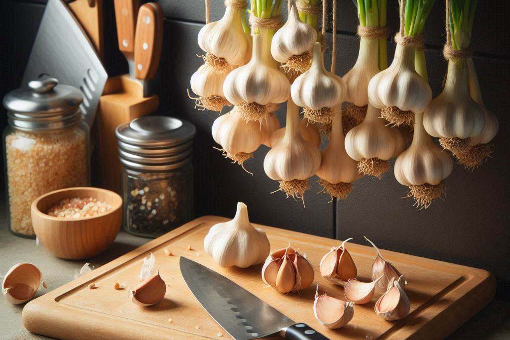 Ăn tỏi sống được cho là giúp giảm mụn trứng cá. Ảnh: AI - Ngọc Thùy